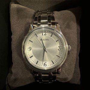 NWT Bulolva Corporate Exclusive Silver Stainless Steel Dial Men's Watch 96A000